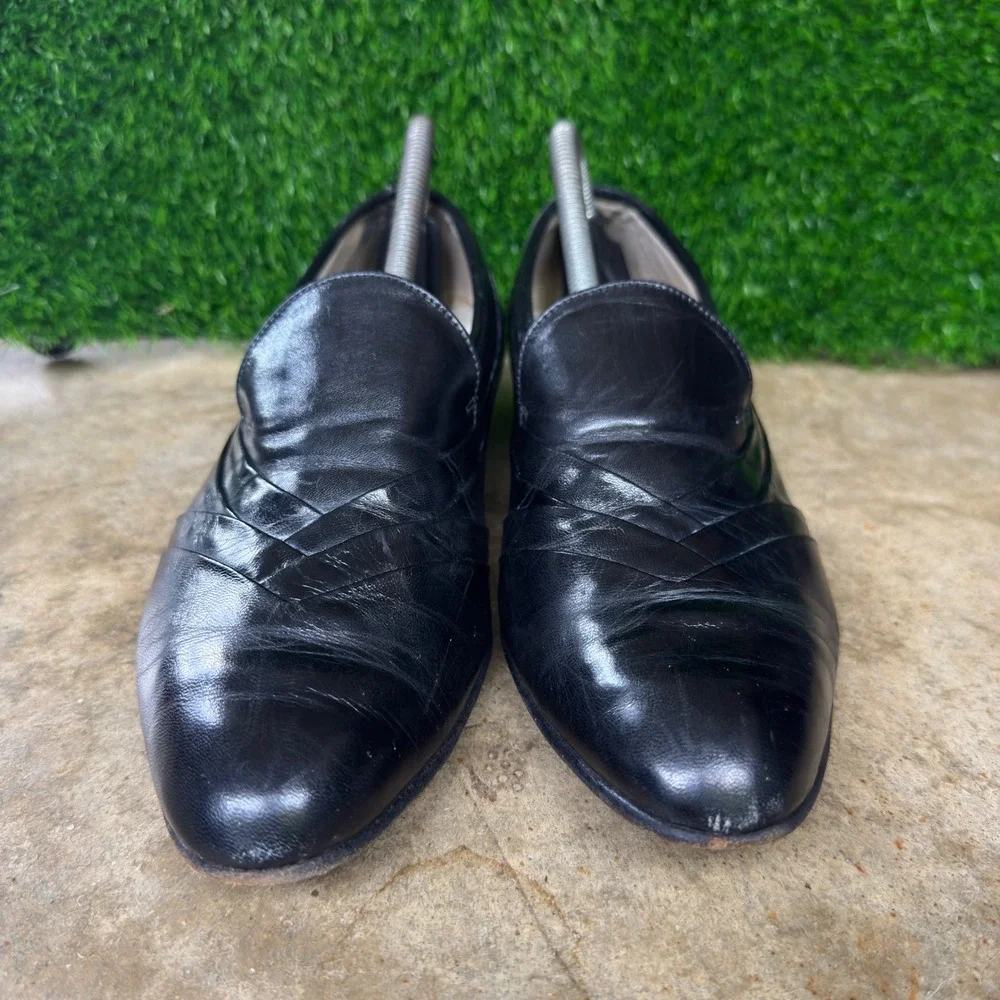 Vintage 90s Stacy Adams Leather Loafers Dress Shoes Black Size 8